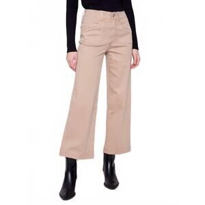 NEW CHARLIE B cropped wide leg stretch twill pants in sesame